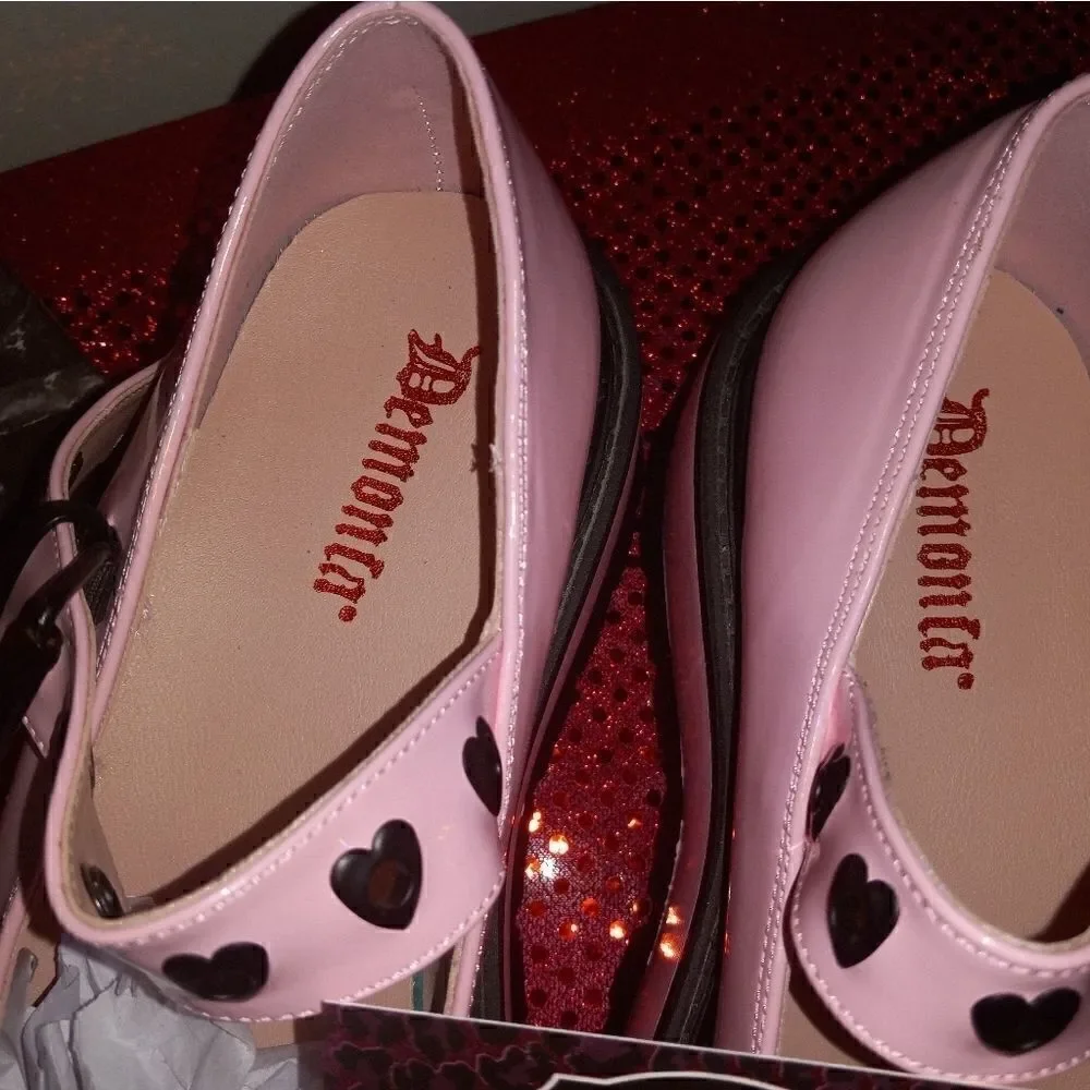 Demonia Patent Leather Candy Holographic Skull Maryjanes